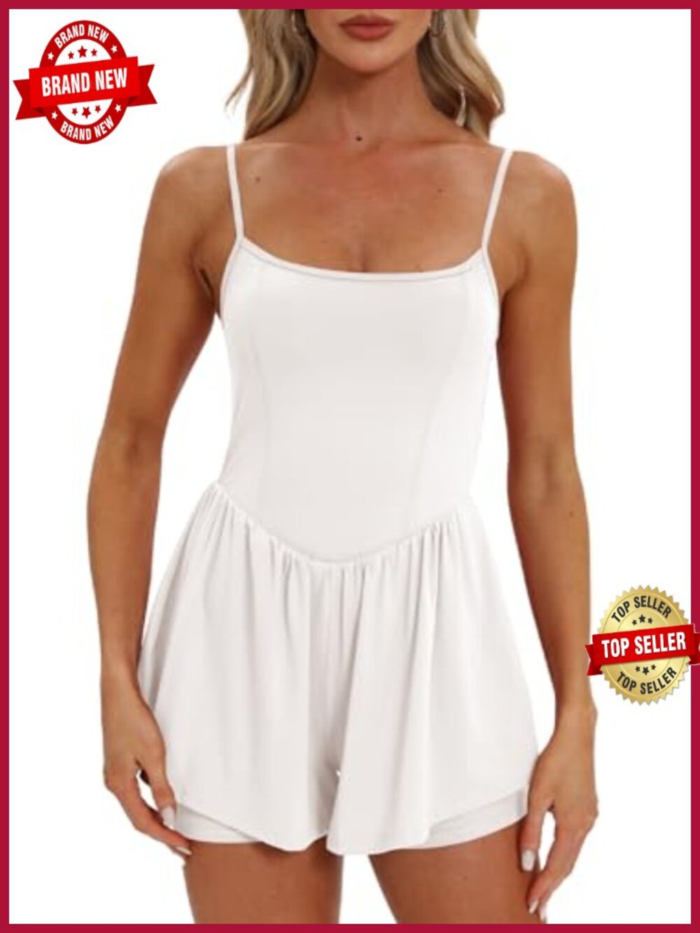 Women's Summer Sleeveless Romper Spaghetti Strap Shorts Jumpsuit